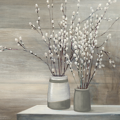 Array Pussy Willow Still Life with Grey Pots Crop von Julia Purinton