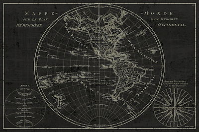 Array Mappemonde Etching von Wild Apple Portfolio