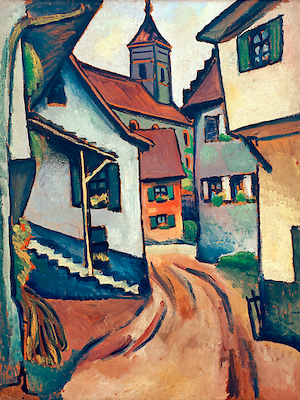 Array Straße mit Kirche in Kandern von August Macke