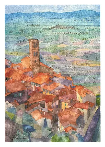 50cm x 70cm Cortona, Umbrien von Ralf Westphal