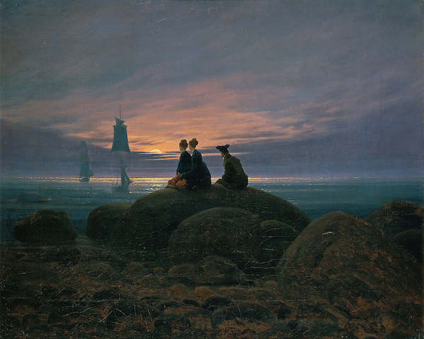 100cm x 80cm Mondaufgang am Meer von Caspar David Friedrich