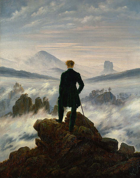 70cm x 90cm Der Wanderer über dem Nebelmeer von Caspar David Friedrich