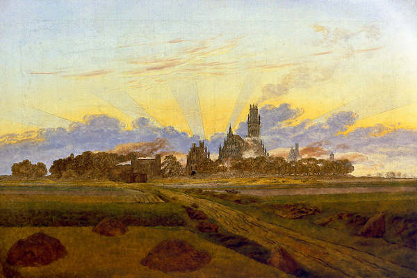 Array Das brennende Neubrandenburg von Caspar David Friedrich