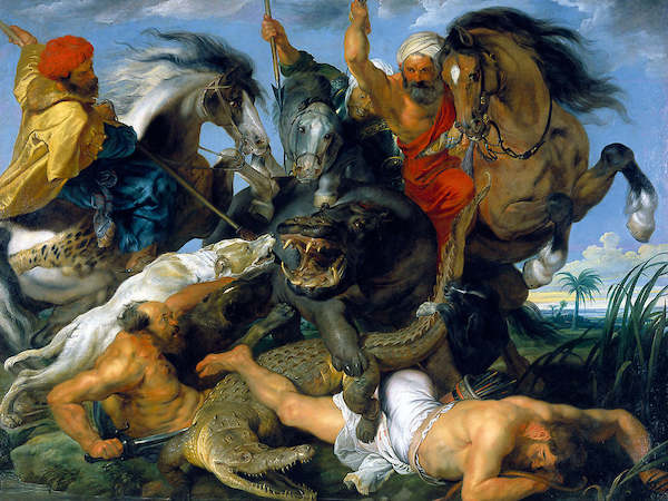 Array Jagd auf Nilpferd und Krokodil von Peter Paul Rubens