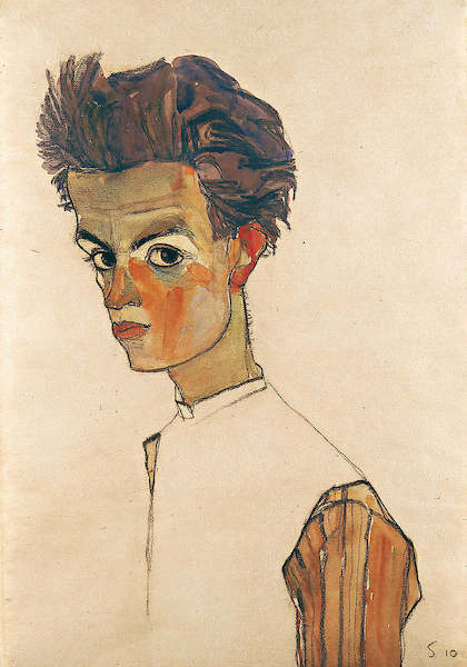Array Selbstbildnis mit gestreiftem Hemd von Egon Schiele