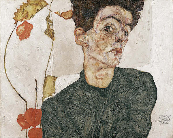 Array Selbstbildnis mit Lampionfrüchten von Egon Schiele
