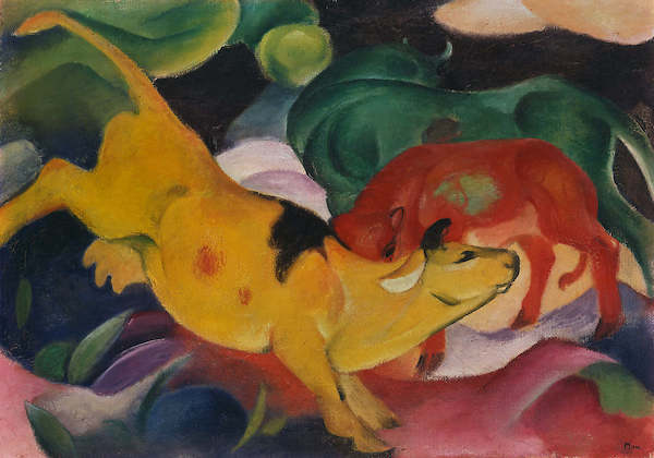 Array Kühe, rot, grün, gelb von Franz Marc