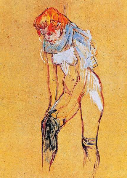 Array Femme, qui tire son bas von Henri de Toulouse-Lautrec