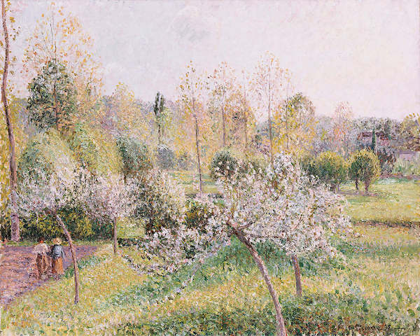 Array Blühende Apfelbäume in Eragny von Camille Pissarro