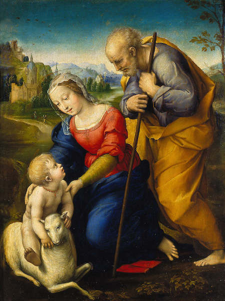 Array Die heilige Familie mit Lamm von Raffael