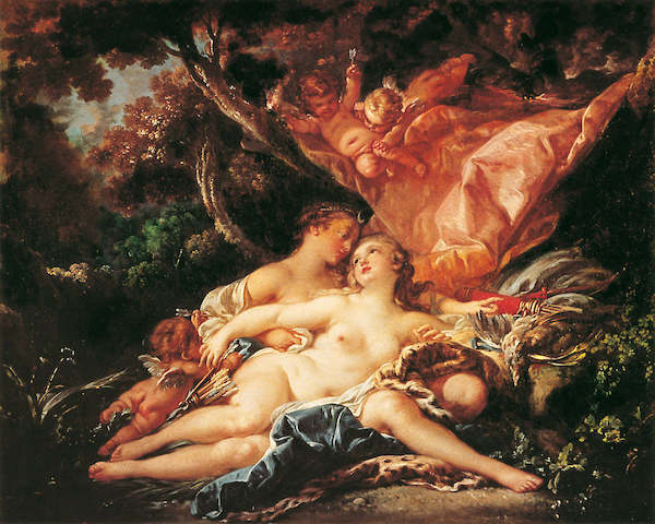 Array Jupiter in der Guise of Diana von Francois Boucher