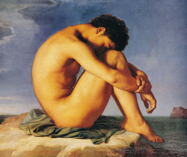 Array Jeune homme du assis von Hippolyte Flandrin