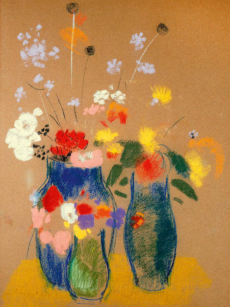 Array Drei Vasen mit Blumen von Odilon Redon