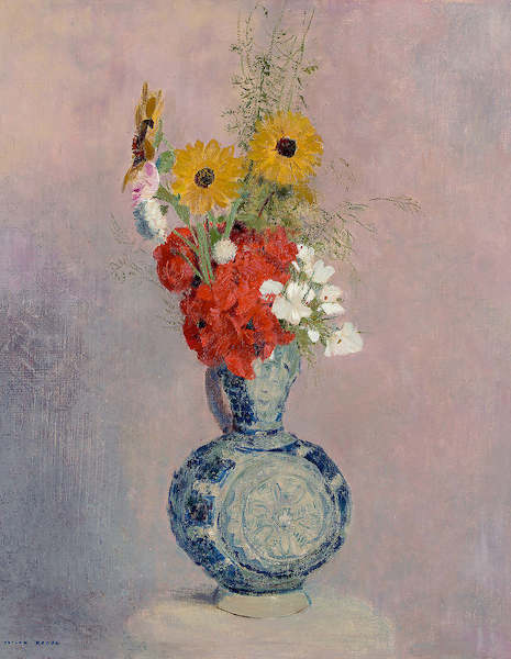 Array Blumenstrauß in blauer Vase von Odilon Redon