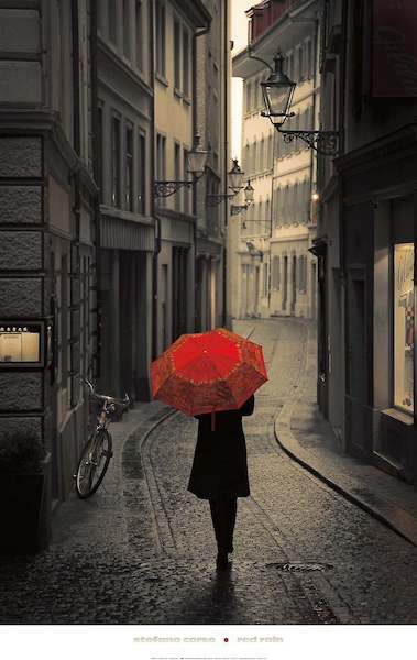 61cm x 96cm Red Rain von Stefano Corso