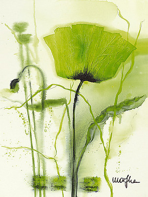30cm x 40cm Coquelicot vert II von Marthe