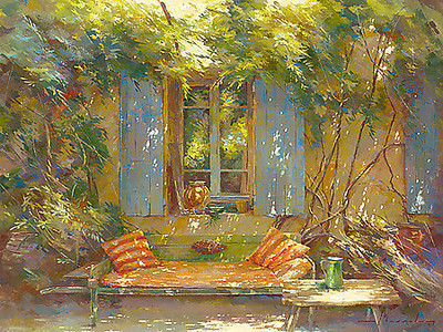 40cm x 30cm Sieste au sabot rouge von Johan Messely