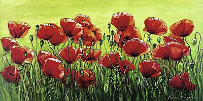 100cm x 50cm Klatschmohnwiese von Marianne Bernhardt