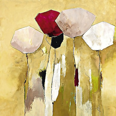98cm x 98cm White flowers with red 1 von Anne L. Strunk