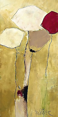 50cm x 100cm White flowers with red 2 von Anne L. Strunk