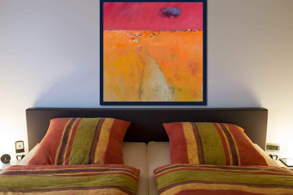Landscape in orange and red von Groenhart, Jan