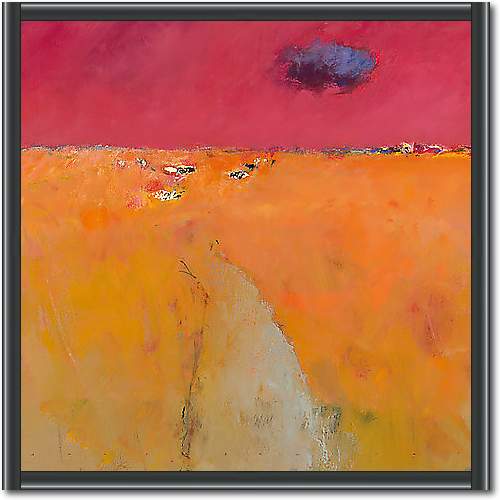 Landscape in orange and red von Groenhart, Jan