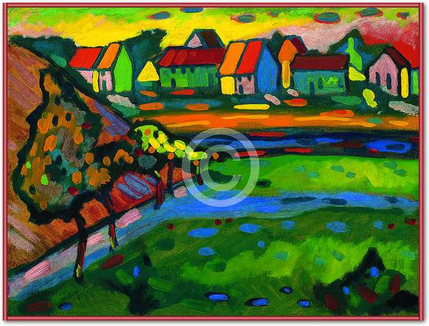 Bayrisches Dorf mit Feld         von Wassily Kandinsky