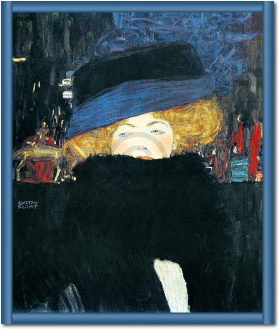 Bildnis einer Frau mit Hut und   von Gustav Klimt