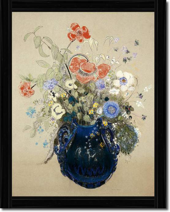 Blumenstrauß in blauem Krug      von Odilon Redon