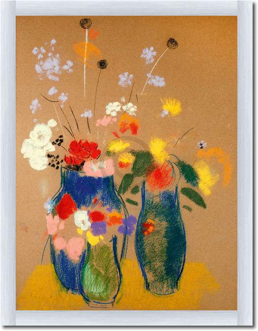 Drei Vasen mit Blumen            von Odilon Redon