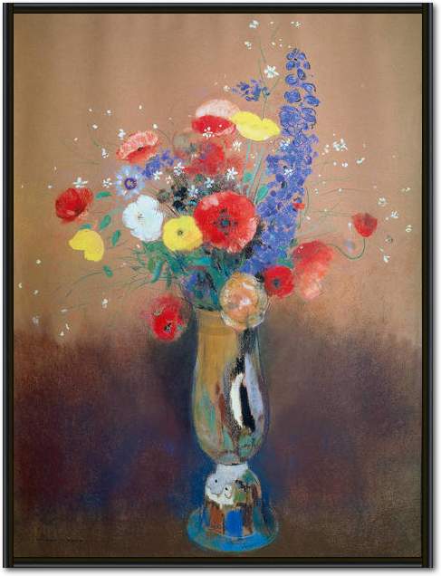 Feldblumenstrauß in hoher Vase   von Odilon Redon