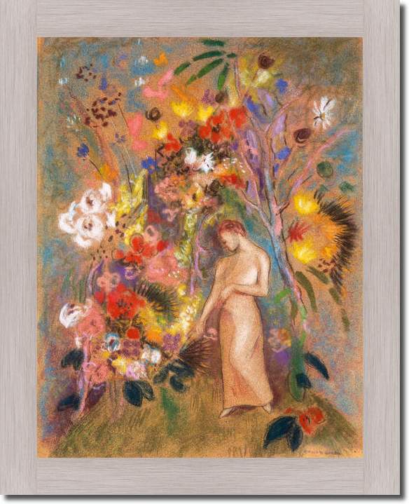 Frauengestalt in Blumen          von Odilon Redon