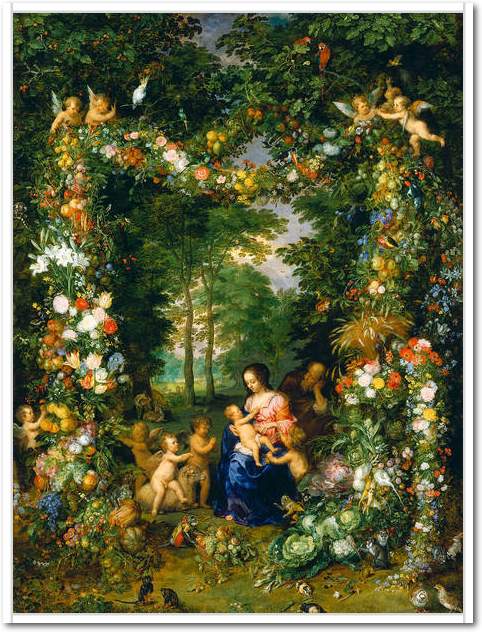 Hl. Familie in einem Blumenkranz von Jan d.Ä. Brueghel