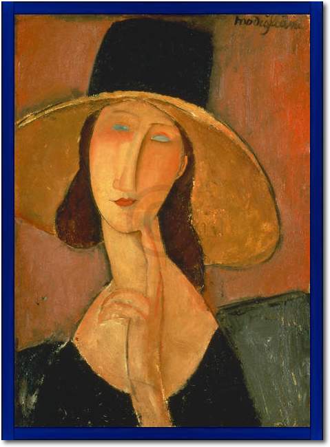 Jeanne Hebuterne mit großem Hut  von Amadeo Modigliani
