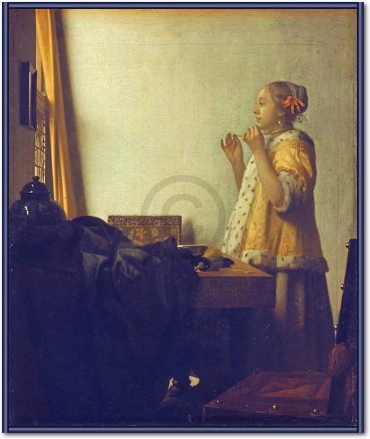 Junge Dame mit Perlenhalsband    von Johannes Vermeer