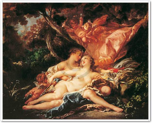 Jupiter in der Guise of Diana    von Francois Boucher