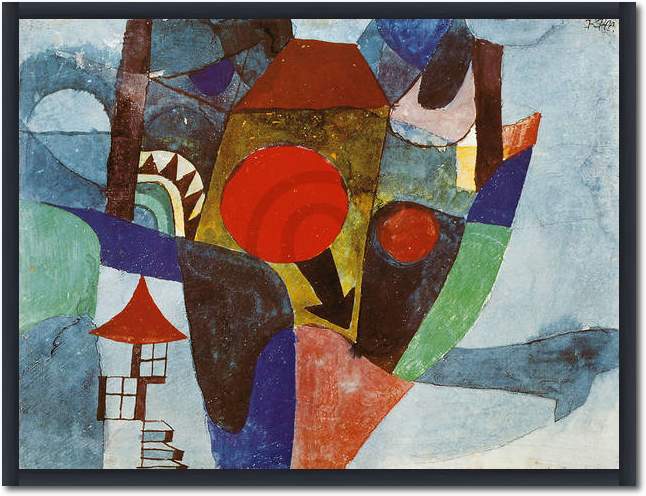 Landschaft mit sinkender Sonne   von Paul Klee
