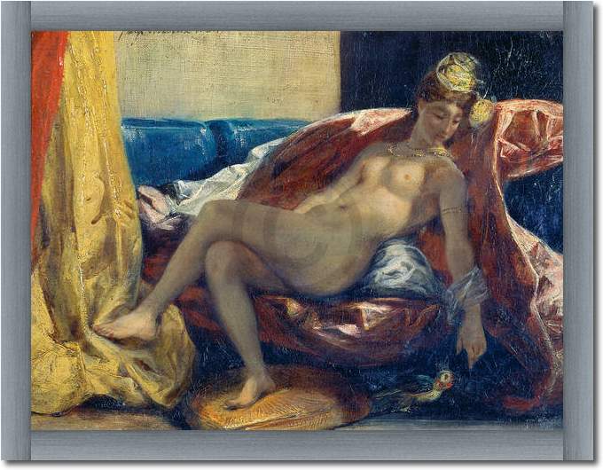 Nackte Frau einen Papagei...     von Eugene Delacroix