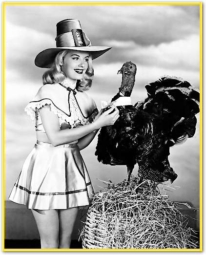 Doris Day with a Thanksgiving Turkey von Hollywood Photo Archive