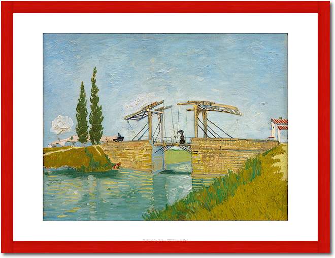 Die Brücke von Langloisin Arles mit Dame mit Regenschirm von Vincent Van Gogh