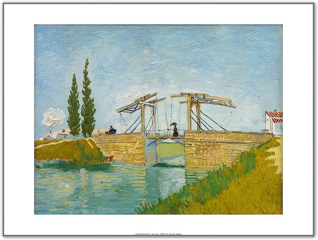 Die Brücke von Langloisin Arles mit Dame mit Regenschirm von Vincent Van Gogh