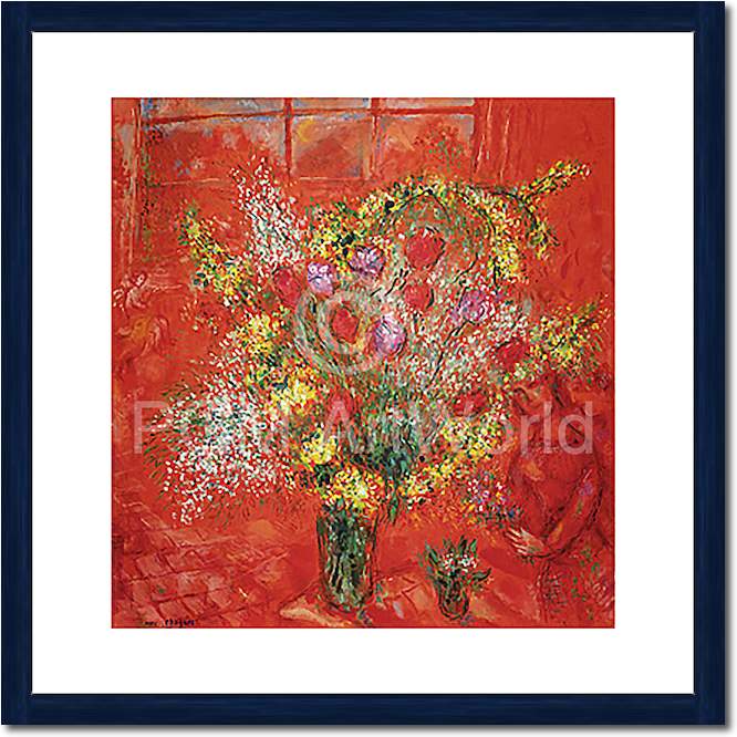 Fleurs sur fond rouge von Marc             Chagall