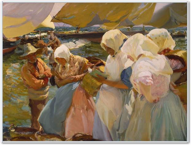 Fischerfrauen am Strand von Joaquin Sorolla